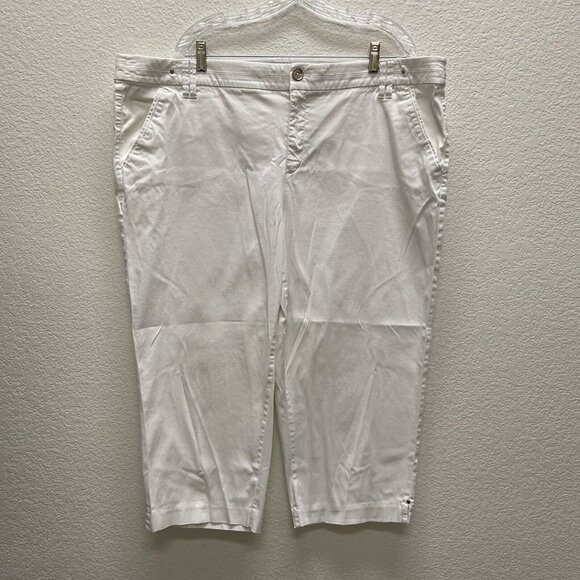 Intro Jonathan Ross Women’s 22W Capri Pants White Stretch Cotton Blend Straight - Picture 1 of 8